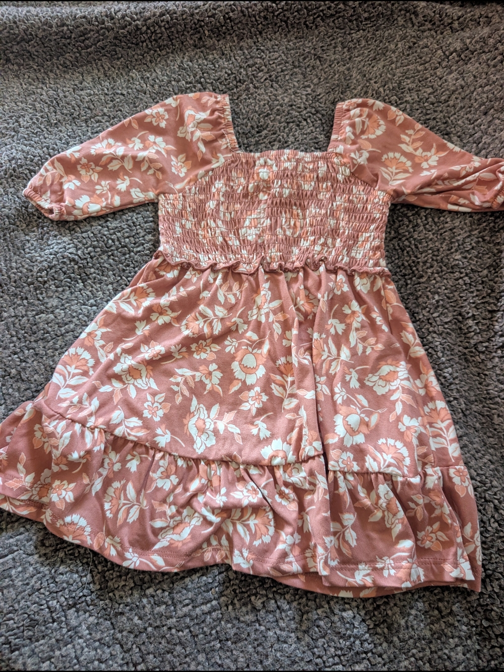 btween Dusty Rose Floral Smocked Dress